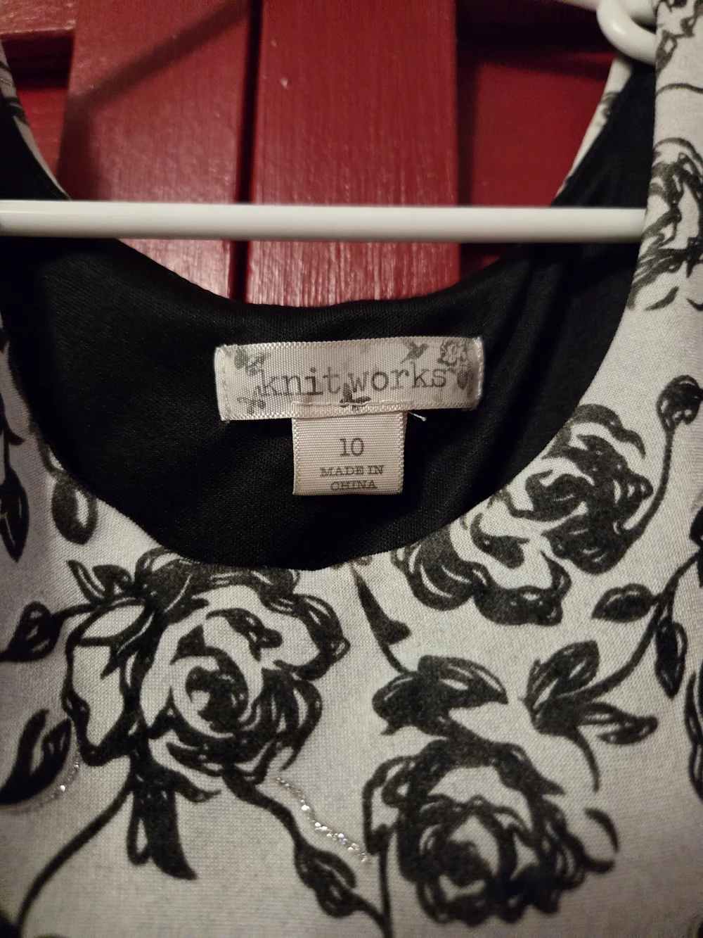 Knitworks Black and White Floral Fit & Flare Dress